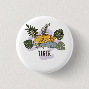 Chapa Redonda De 2,5 Cm Descanso del Tigre Tropical