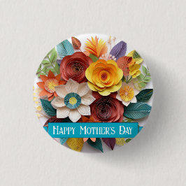 Chapa Redonda De 2,5 Cm Día de la madre floral al estilo del origami