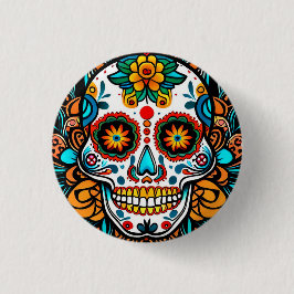 Chapa Redonda De 2,5 Cm Dia de los Muertos