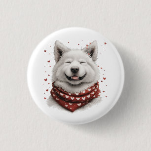 Chapa Redonda De 2,5 Cm Día de San Valentín Perro Samoyedo