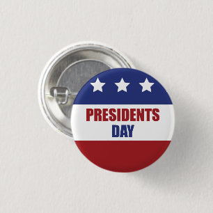 Chapa Redonda De 2,5 Cm Día del Presidente Blanco Rojo y Azul con estrella