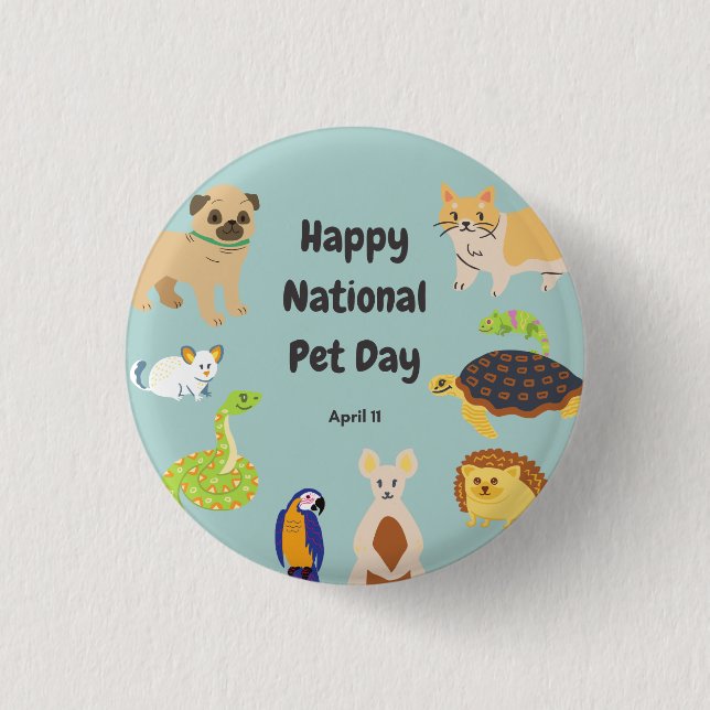 Chapa Redonda De 2,5 Cm Día Nacional del Mascota 11 de abril (Anverso)