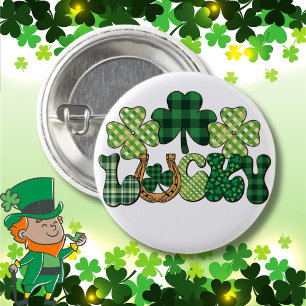 Chapa Redonda De 2,5 Cm Día Verde de Lucky St Patricks