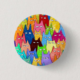 Chapa Redonda De 2,5 Cm Dibujo a lápiz de colores de gatos de dibujos anim