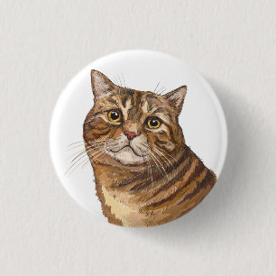 Chapa Redonda De 2,5 Cm Dibujo a mano divertido gato Tabby Tote Bag