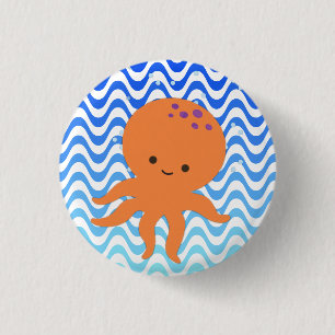 Chapa Redonda De 2,5 Cm Dibujo animado de pulpo lindo