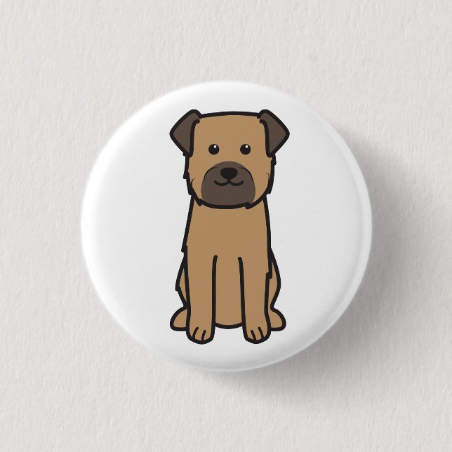 Chapa Redonda De 2,5 Cm Dibujo animado del perro de Terrier de frontera (Anverso)