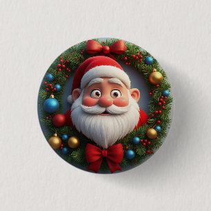 Chapa Redonda De 2,5 Cm Dibujo animado festivo de Navidad de Papá Noel