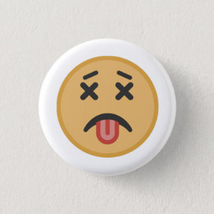 Chapa Redonda De 2,5 Cm Dibujo animado muerto divertido de la emoji de la