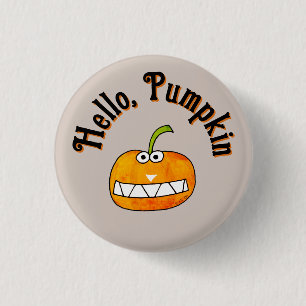 Chapa Redonda De 2,5 Cm Dibujo Animado Sonriente de Calabaza Otoño