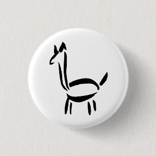Chapa Redonda De 2,5 Cm Dibujo con Pincel Llama Alpaca Caballo Animal