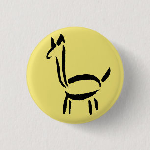 Chapa Redonda De 2,5 Cm Dibujo con Pincel Llama Alpaca Caballo Animal