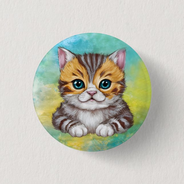 Chapa Redonda De 2,5 Cm Dibujo de gato (Anverso)