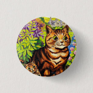 Chapa Redonda De 2,5 Cm Dibujo de gato y gatitos lindos por Louis Wain