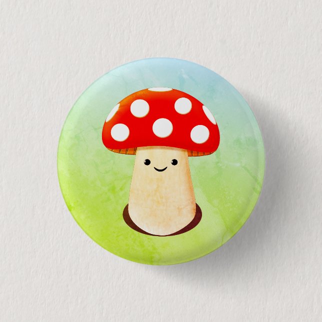 Chapa Redonda De 2,5 Cm Dibujo de hongos pequeños (Anverso)