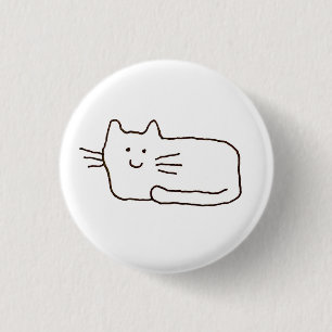 Chapa Redonda De 2,5 Cm Dibujo de línea de gato de dibujos animados