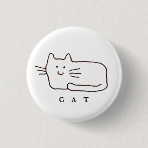 Chapa Redonda De 2,5 Cm Dibujo de línea de gato de dibujos animados