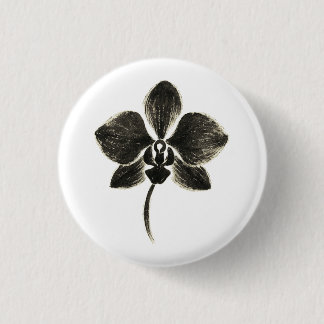 Chapa Redonda De 2,5 Cm Dibujo de línea de orquídea: diseño floral de tint