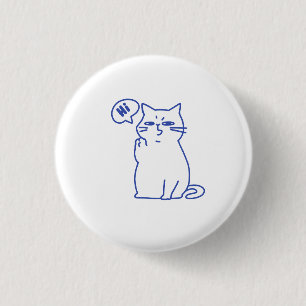 Chapa Redonda De 2,5 Cm Dibujo de personaje de gato blanco lindo y diverti
