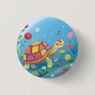 Chapa Redonda De 2,5 Cm Dibujo de tortuga bebé