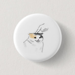 Chapa Redonda De 2,5 Cm Dibujo divertido de un gato aplastado por un dedo