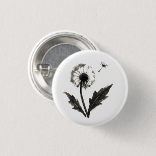 Chapa Redonda De 2,5 Cm Diente de León Minimalista – Diseño de Naturaleza
