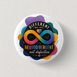 Chapa Redonda De 2,5 Cm Diferente No Menos, Neurodivergente No Defectuoso