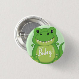 Chapa Redonda De 2,5 Cm Dinosaur Baby Shower T-Rex