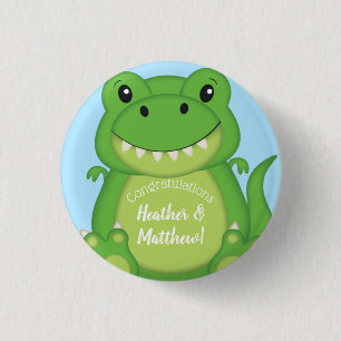 Chapa Redonda De 2,5 Cm Dinosaur Baby Shower T-Rex