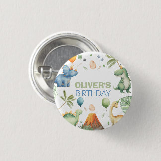 Chapa Redonda De 2,5 Cm Dinosaur T-Rex in Party Hat Birthday Boy or Girl B