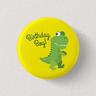 Chapa Redonda De 2,5 Cm Dinosaur T-rex Kids Primer cumpleaños Fiesta de Di