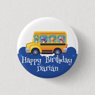 Chapa Redonda De 2,5 Cm Dinosaurio divertido de vuelta a la escuela Autobú