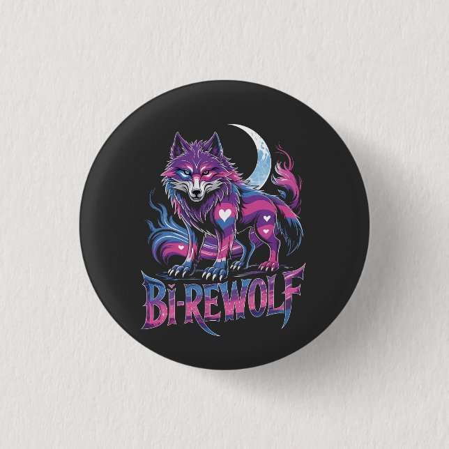 Chapa Redonda De 2,5 Cm Dire Wolf Birewolf Bisexual LGBT (Anverso)