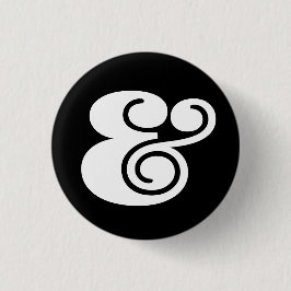 Chapa Redonda De 2,5 Cm Diseñador de Ampersand "&" | BL White |
