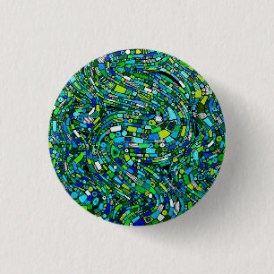 Chapa Redonda De 2,5 Cm Diseño abstracto azul verde formas olas