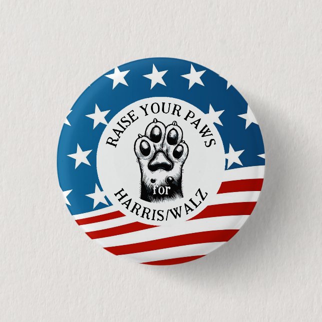 Chapa Redonda De 2,5 Cm Diseño Cat Paw para Harris/Walz (Anverso)