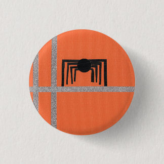 Chapa Redonda De 2,5 Cm Diseño de araña geométrica negro y naranja