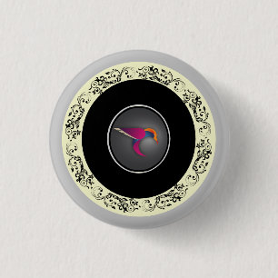 Chapa Redonda De 2,5 Cm Diseño de arte circular de colibrí ornamental