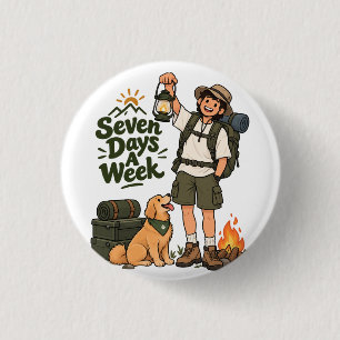 Chapa Redonda De 2,5 Cm Diseño de aventura de camping siete días a la sema