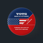 Chapa Redonda De 2,5 Cm Diseño de bandera estadounidense, anuncio de campa<br><div class="desc">Diseño de bandera estadounidense,  distintivo publicitario de campaña política de The Business Card Store.</div>
