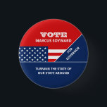 Chapa Redonda De 2,5 Cm Diseño de bandera estadounidense, anuncio de campa<br><div class="desc">Diseño de bandera estadounidense,  distintivo publicitario de campaña política de The Business Card Store.</div>