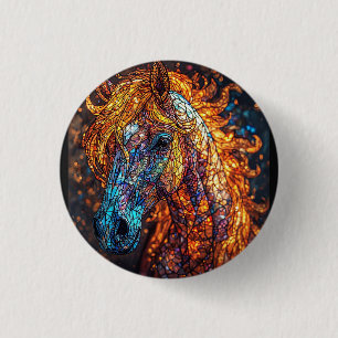 Chapa Redonda De 2,5 Cm Diseño de Caballo en Vidrio Pintado