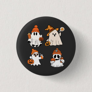 Chapa Redonda De 2,5 Cm Diseño de calabaza fantasma de Halloween