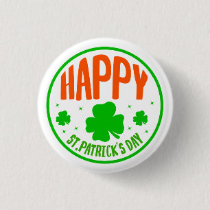 Chapa Redonda De 2,5 Cm Diseño de círculo del día de San Patricio feliz