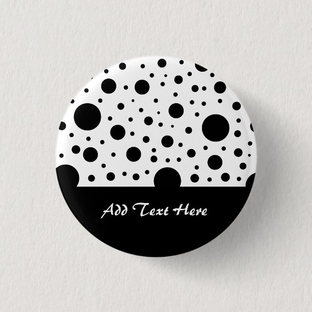 Chapa Redonda De 2,5 Cm Diseño de Círculo Negro y Blanco (Anverso)