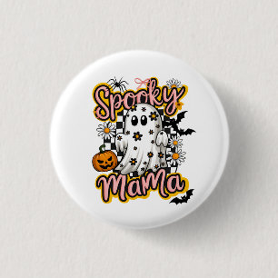 Chapa Redonda De 2,5 Cm Diseño de cosecha de fantasmas de Mama Retro Hallo