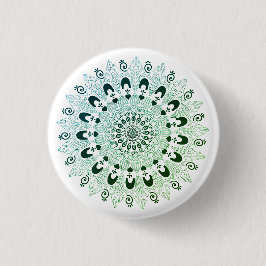 Chapa Redonda De 2,5 Cm Diseño de flores de Mandala verde