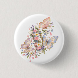 Chapa Redonda De 2,5 Cm Diseño de jardín de mariposas dulces para mágico