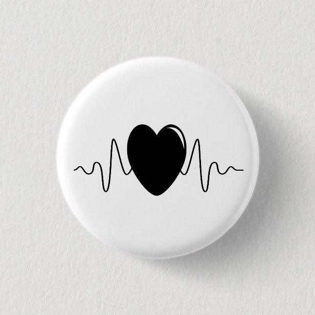 Chapa Redonda De 2,5 Cm Diseño de latido (Anverso)