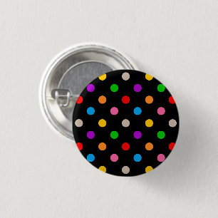 Chapa Redonda De 2,5 Cm Diseño de lunares de arcoíris colorido negro